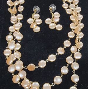 Cute pink necklace and earring set